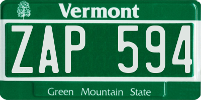 VT license plate ZAP594