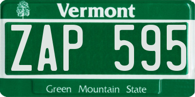 VT license plate ZAP595
