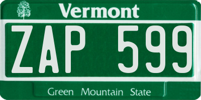 VT license plate ZAP599