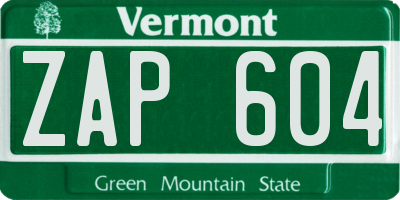 VT license plate ZAP604