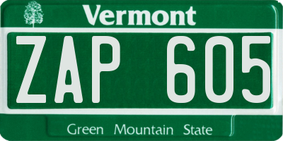 VT license plate ZAP605
