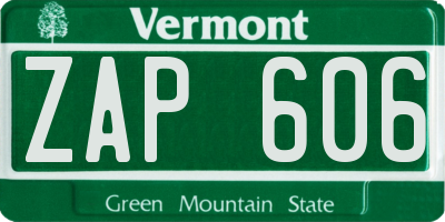 VT license plate ZAP606