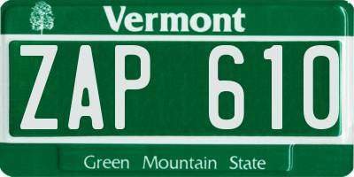 VT license plate ZAP610