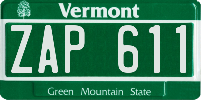 VT license plate ZAP611