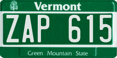 VT license plate ZAP615