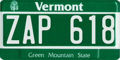 VT license plate ZAP618