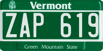 VT license plate ZAP619