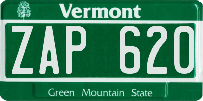 VT license plate ZAP620