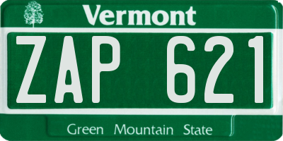 VT license plate ZAP621