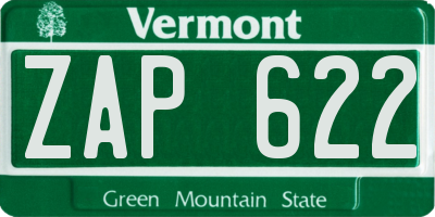 VT license plate ZAP622