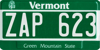 VT license plate ZAP623