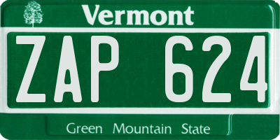 VT license plate ZAP624