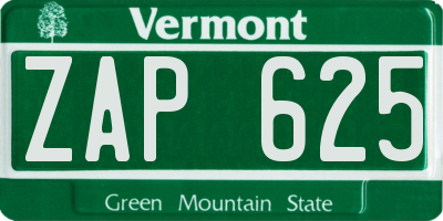 VT license plate ZAP625