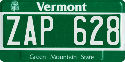 VT license plate ZAP628