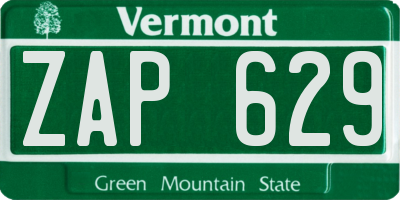 VT license plate ZAP629