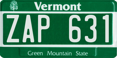 VT license plate ZAP631