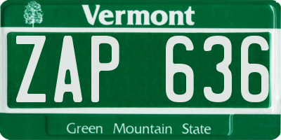 VT license plate ZAP636