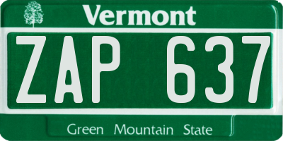 VT license plate ZAP637