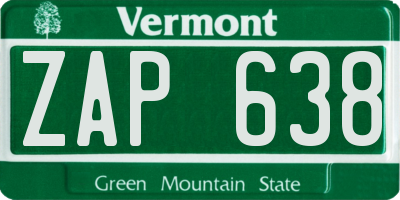 VT license plate ZAP638