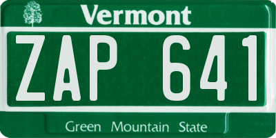 VT license plate ZAP641