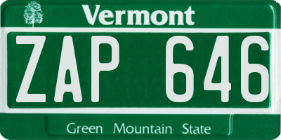 VT license plate ZAP646