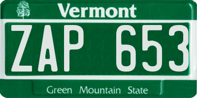 VT license plate ZAP653
