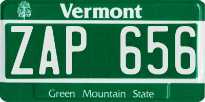 VT license plate ZAP656