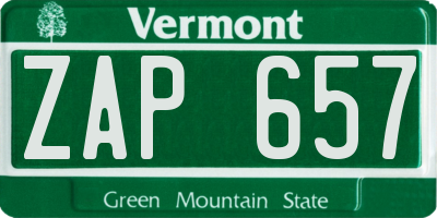 VT license plate ZAP657