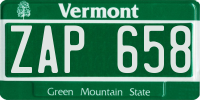 VT license plate ZAP658