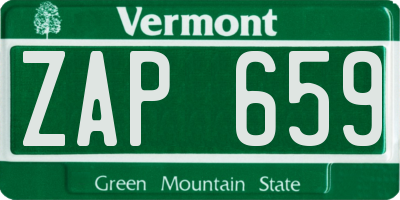 VT license plate ZAP659