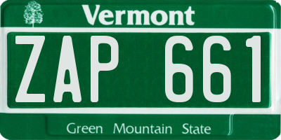 VT license plate ZAP661