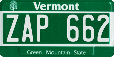 VT license plate ZAP662