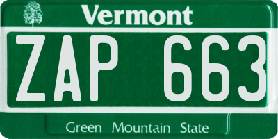 VT license plate ZAP663