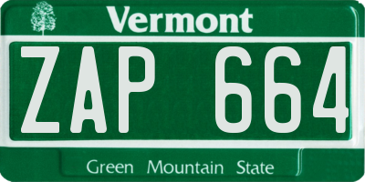 VT license plate ZAP664