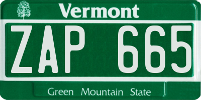 VT license plate ZAP665