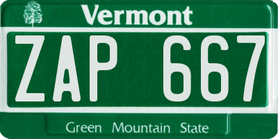 VT license plate ZAP667