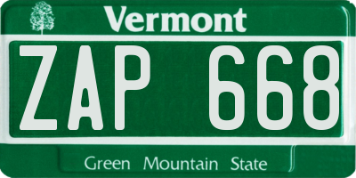 VT license plate ZAP668