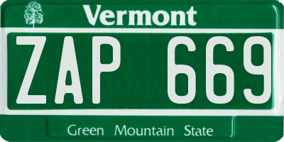 VT license plate ZAP669