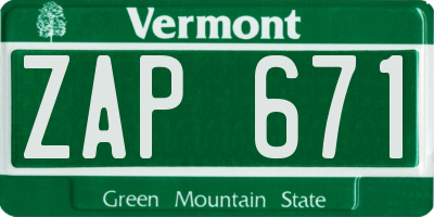 VT license plate ZAP671