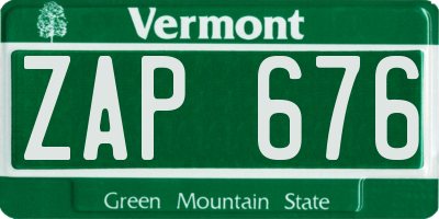 VT license plate ZAP676