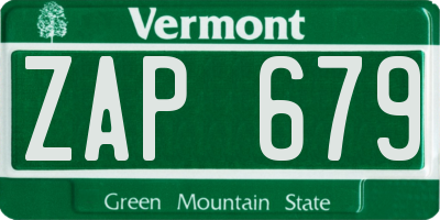 VT license plate ZAP679
