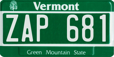 VT license plate ZAP681