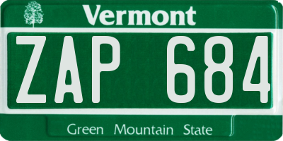 VT license plate ZAP684
