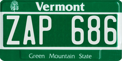 VT license plate ZAP686