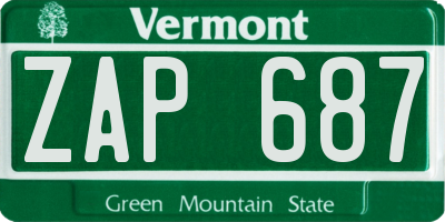 VT license plate ZAP687