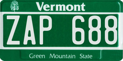 VT license plate ZAP688