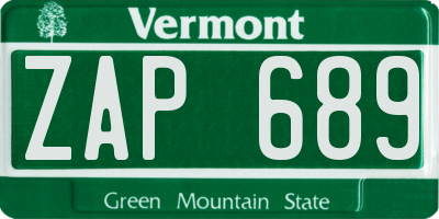 VT license plate ZAP689