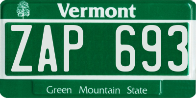 VT license plate ZAP693