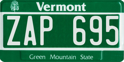 VT license plate ZAP695