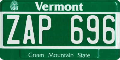 VT license plate ZAP696